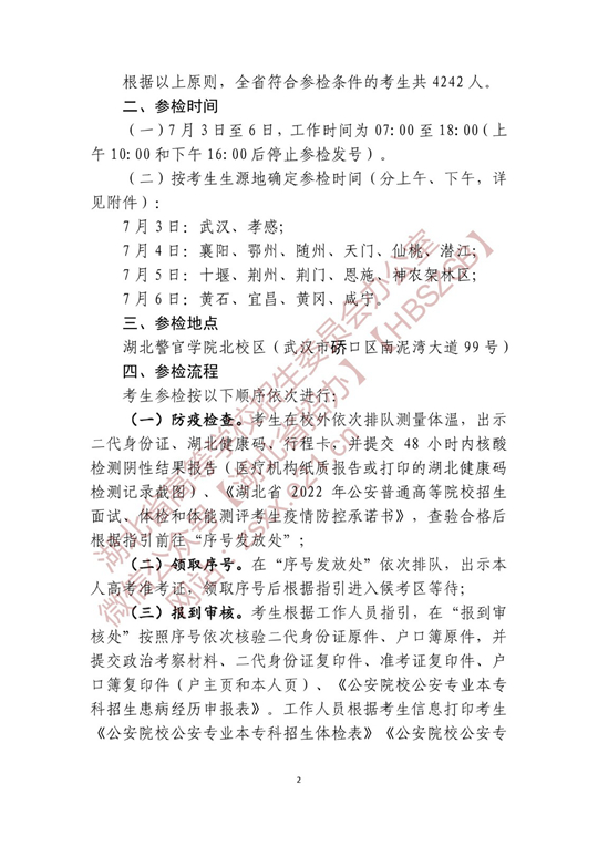 湖北省2022年公安普通高等院校公安專(zhuān)業(yè)招生確定參加體檢、面試和體能測(cè)評(píng) 人員名單有關(guān)事項(xiàng)公告