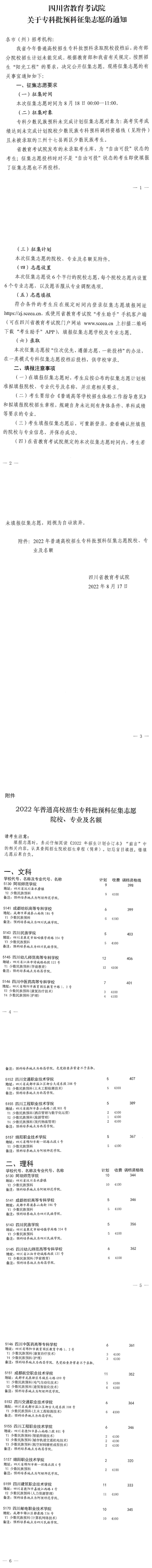 四川：關(guān)于?？婆A(yù)科征集志愿的通知