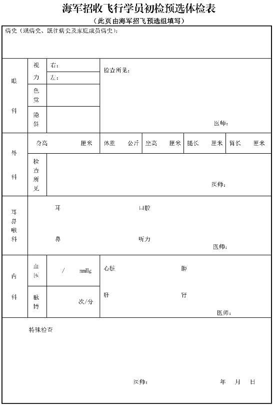 湖南：2024年度海軍招飛初檢預選工作安排