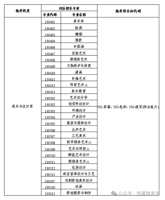 西藏自治區(qū)2025年普通高等學(xué)校招生藝術(shù)類(lèi)（美術(shù)與設(shè)計(jì)類(lèi)）專(zhuān)業(yè)報(bào)考簡(jiǎn)介