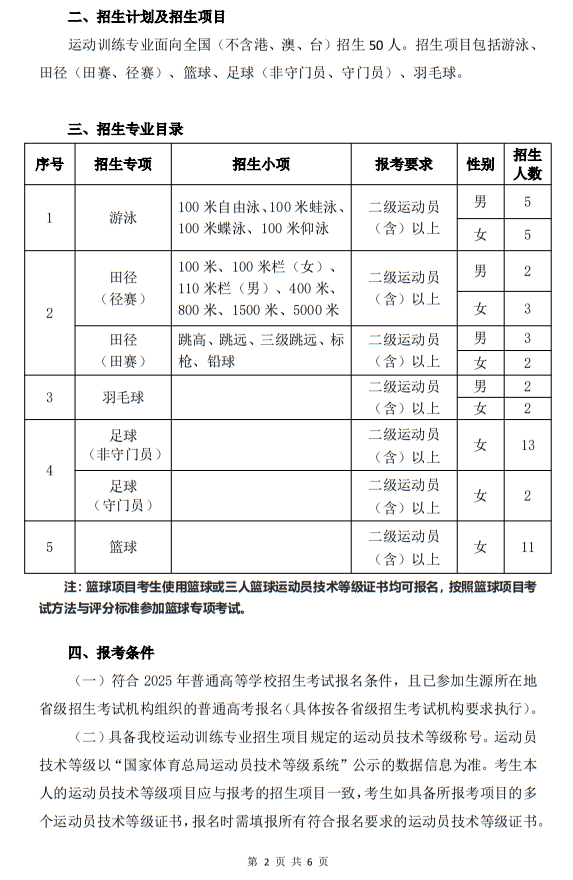 廣東第二師范學(xué)院2025年運(yùn)動訓(xùn)練專業(yè)招生簡章