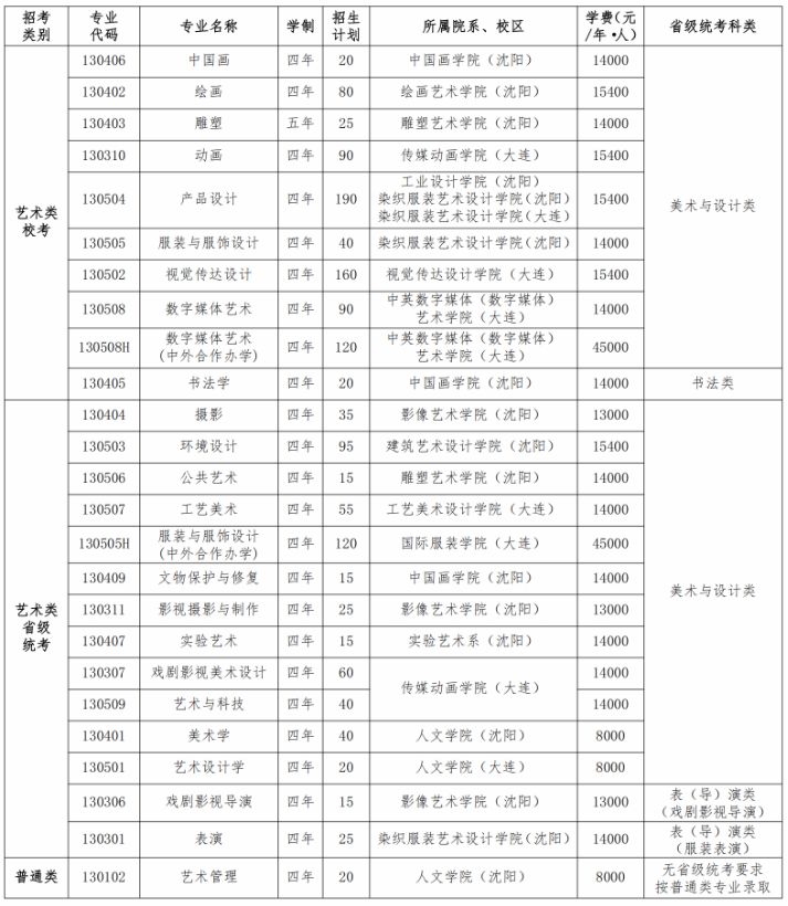 魯迅美術(shù)學(xué)院2025年本科招生簡章