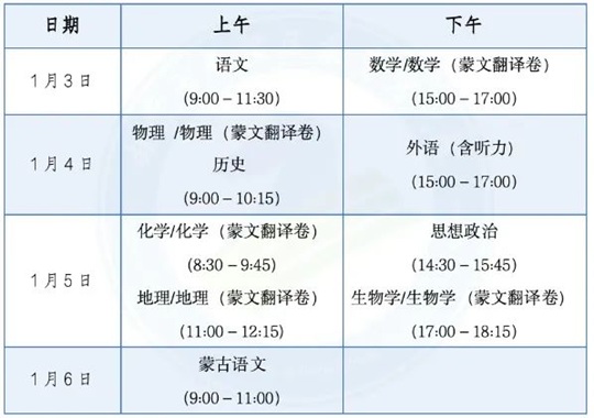 內(nèi)蒙古：高考綜合改革適應性演練考試考前提醒