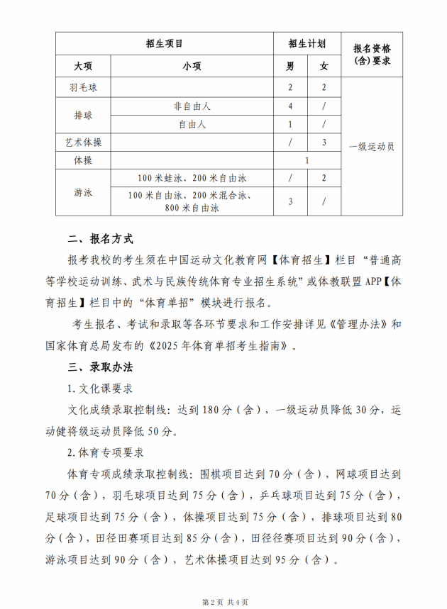 陜西師范大學2025年運動訓練專業(yè)招生簡章