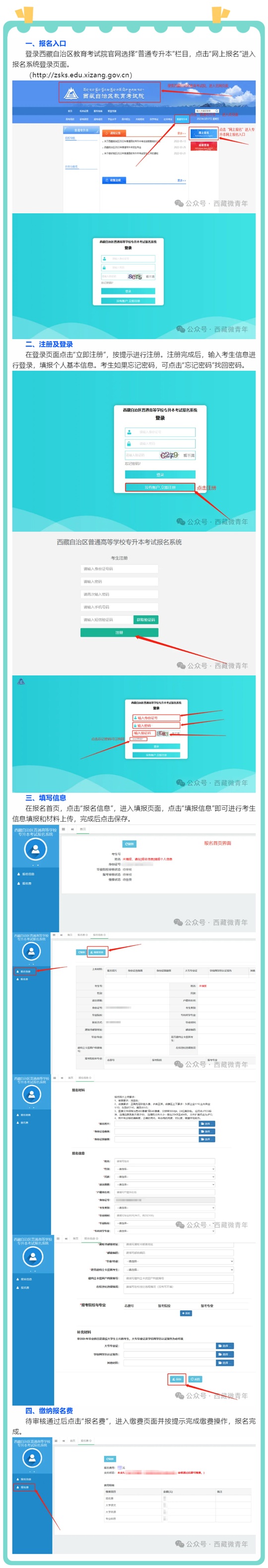 西藏：2025年普通高校專升本考試招生報(bào)名流程